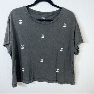 Pink Victoria Secret Cherry Cropped Tee Shirt Sz Large